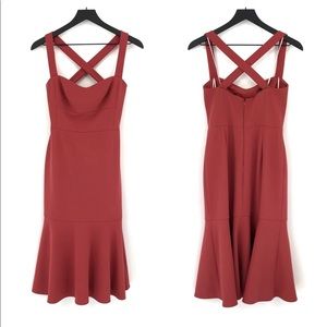 GAL MEETS GLAM mermaid fit cross back dress in Tuscan rose size 2